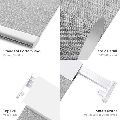 Motorized Blinds with Remote Control, Blackout Roller Shades, Custom Smart Blinds with Valance, Cordless Electric Window Blinds & Automatic Shades(Grey,24" Wx72 H)