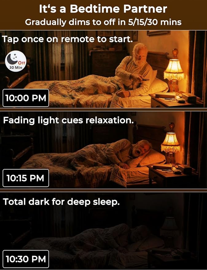 LED Sleep Amber Light Bulbs with Remote Control, 1600K E26 Circadian Light Bulb A15, 5W(40W Equivalent) for Sleep Therapy, Baby Nursery, Bedroom (4 Packs)