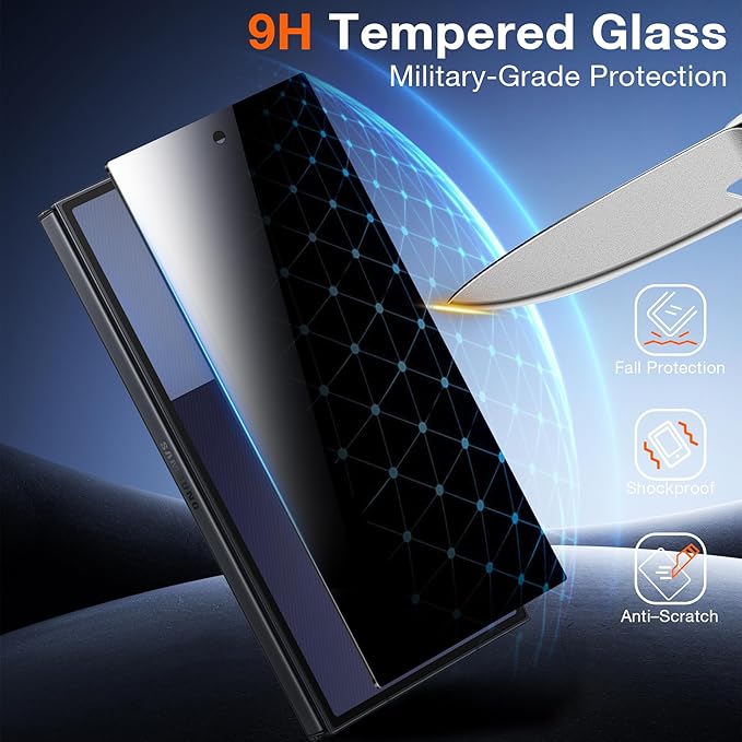 Asstar 2 Pack Samsung Galaxy Z TirFold Privacy Screen Protector, 9H Hardness Tempered Glass Front Privacy Screen Protector, Anti-Scratch Case Friendly Accessories Bubble Free