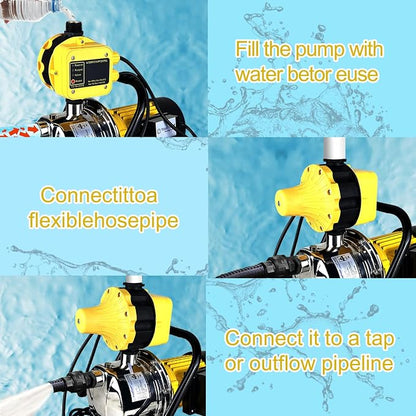 1 HP Shallow Well Jet Pump with Automatic Control for Whole House,110v Water Pressure Booster Pump Smart Pressure with Switch System,Stainless Steel Water Pump for Home Garden Irrigation