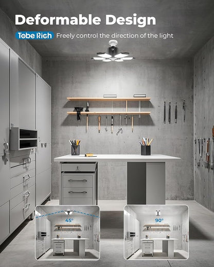 toberich 2 Pack Motion Sensor Garage Light 20000LM - 3 Mode Switch, 6500K Daylight Motion-Activated LED Shop Light Bay Lighting for Garage, Workshop, Utility Room, Basement