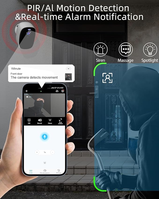 ELECCTV 5G/2.4G WiFi Security Cameras Wireless Outdoor, 2K Battery Powered WiFi Cameras with AI Motion Detection Spotlight Siren,Color Night Vision, 2-Way Talk, IP65, Cloud/SD Storage, Works w/Alexa
