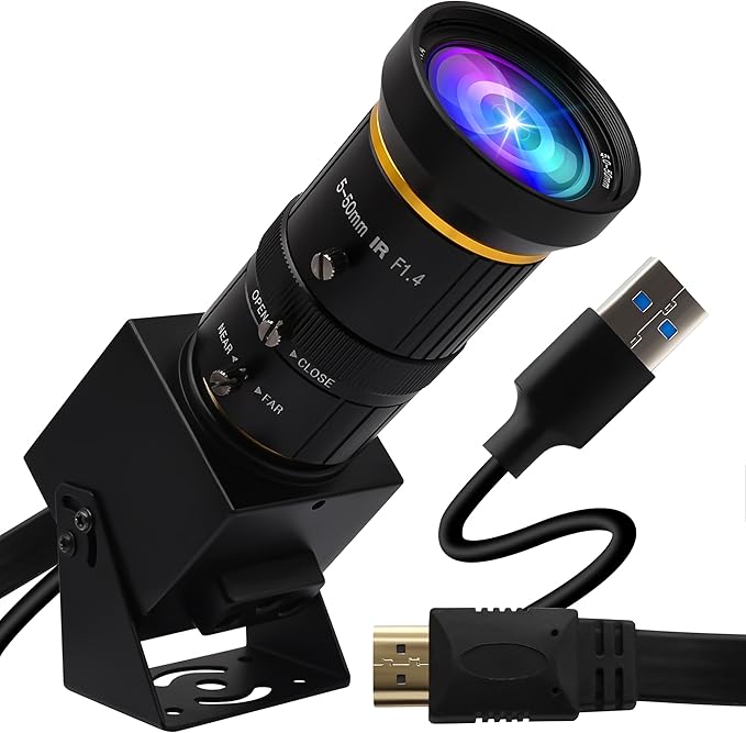 4K USB3.0 HDMI Camera 60fps Manual Zoom Webcam for Computer Mini Lightburn for Laser Engraver H.264 Telescope USB Security Industrial PC Camera for Raspberry Pi Jetson Nano