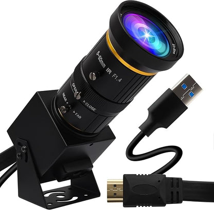 4K USB3.0 HDMI Camera 60fps Manual Zoom Webcam for Computer Mini Lightburn for Laser Engraver H.264 Telescope USB Security Industrial PC Camera for Raspberry Pi Jetson Nano
