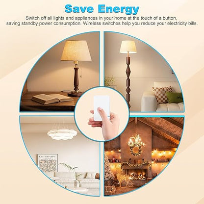 NineLeaf Wireless Light Switch and Receiver Kit, Wireless Switches for Lights, Mini Remote Lamp Switch for Ceiling Lights Lamps Lighting Fixture No Wiring No WiFi, Outdoor 1900ft Indoor 300ft Range
