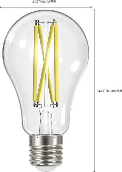 Satco S12430, Clear, Medium Base, 3000K, 90 CRI, 120 Volt, 12.5 Watt LED A19 Bulb