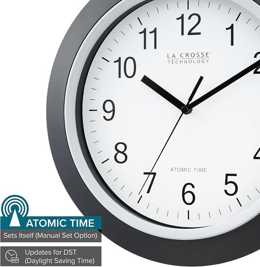 La Crosse Technology WT-3129B 12 Inch Atomic Analog Wall Clock, Black (Pack of 5)