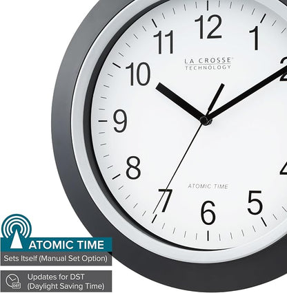 La Crosse Technology WT-3129B 12 Inch Atomic Analog Wall Clock, Pack of 1, Black