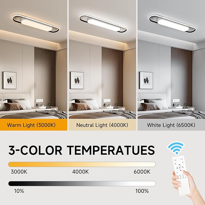 28.3 Inch Smart LED Ceiling Light,40W High Brightness Linear Flush Mount Light Fixture,Dimmable Long Led Ceiling Lamp with Remote Control for Kitchen,Garage,Hallway,Laundry,Study Room.
