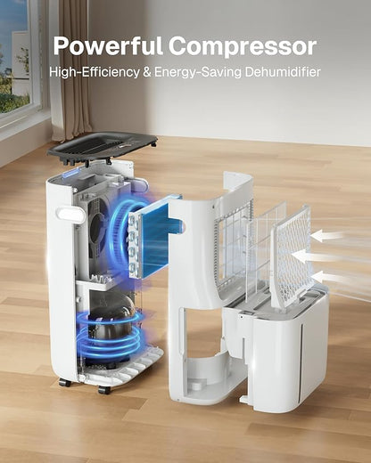 4500 Sq.Ft Dehumidifier for Basement and Large Rooms Max 80 Pint/Day Dehumidifiers with Drain Hose Smart Humidity Control 1.71Gallon Water Tank 24h Timer for Home, Bedroom, RV, Bathroom,