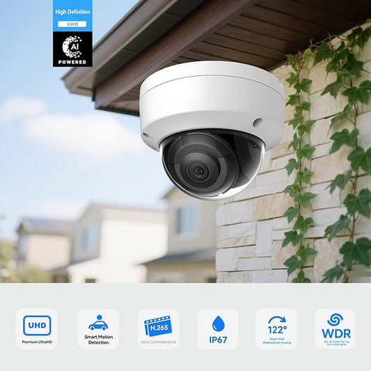 DS-2CD2183G2-I 4K 8MP AcuSense Vandal Fixed Dome POE IP Camera Outdoor, 2.8mm Wide Angle, 3-Axis, WDR, IP67, IK10, Work with Ⲏіkconnect