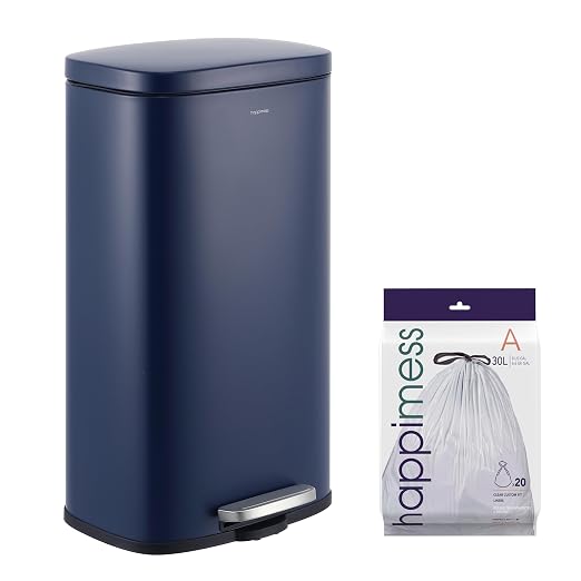 happimess Curtis 8 Gal Step Trash Can Soft Close 25", Denim Blue