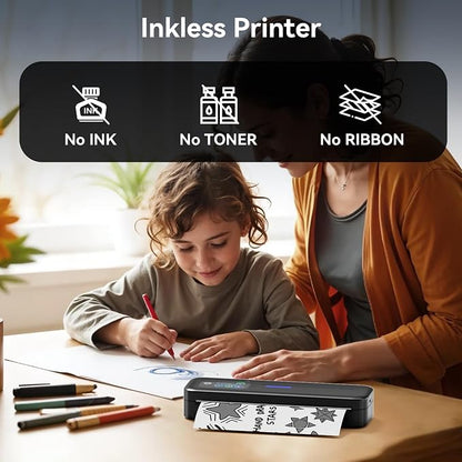 Phomemo M832D Touchscreen Portable Printer Inkless Thermal Wireless Travel | 8.5 x 11 & A4 Size, 300DPI, Bluetooth Small Mobile Compact Printer for Phone/Laptop/Tablet, for Home/Car/School/Office, Black