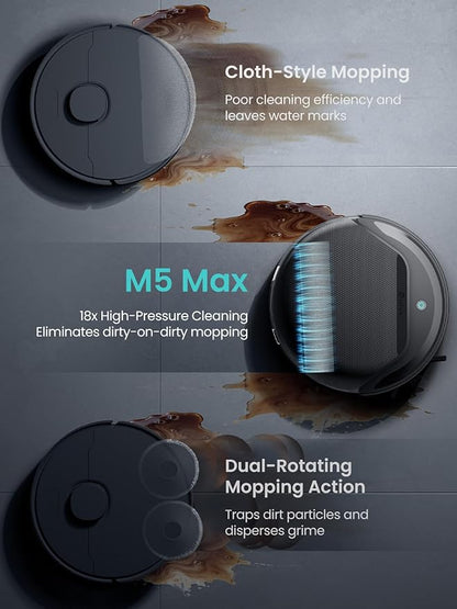 Lefant LiDAR Robot Vacuum and Mop, 23000Pa Suction, 120 Day Self-Emptying, PSD 2.0 Smart Obstacle Avoidance, Auto Mop Washing, Drying&Refilling, All-in-One Robot Vacuum, Supports 2.4G/5G WiFi, M5 Max