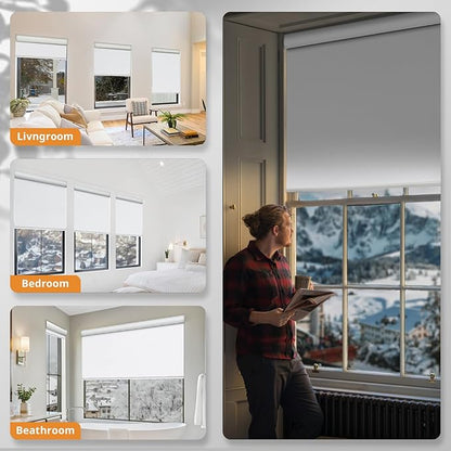 Smart Motorized Blinds with Remote,Cordless Blackout Smart Blinds for Window White,36" W x 72" H