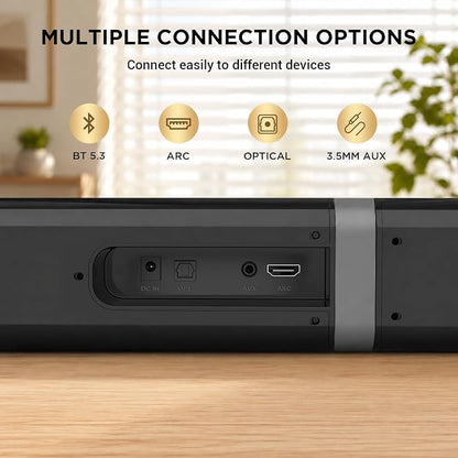Sound Bar with Subwoofer,120W Sound Bar Bluetooth 5.3 Soundbar Surround Sound System, Detachable Home Theater Speaker with ARC/Optical/AUX Connection, Remote Control for TV/PC/Projector