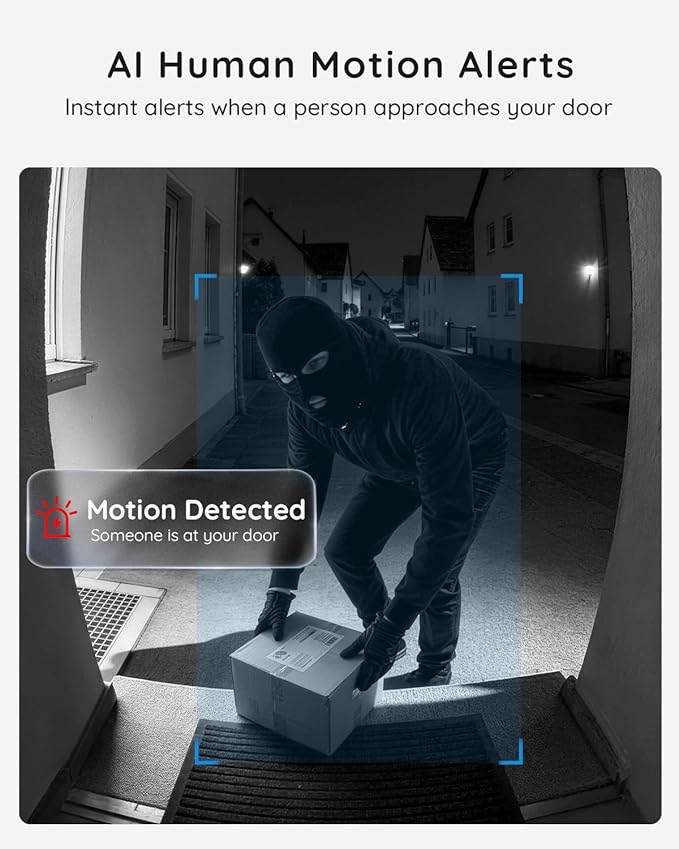 BOIFUN 5MP Video Doorbell Camera Wireless – Sharper Than 2K, No Subscription, 166° Wide View, HDR Night Vision, Smart Human Detection, Two-Way Audio & Battery Doorbell with Chime, 2.4 GHz Wi-Fi Only