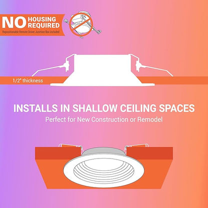 HAL0 6" Smart Wi-Fi® Recessed Canless LED Downlight 4-Pack, Connected by WiZ Pro - RLWZC612-4PK