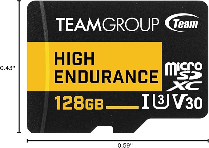 TEAMGROUP HIGH Endurance 128GB Micro SDXC UHS-I U3 V30 4K 100MB/s (Designed for Monitoring) Stable Durable Long Lasting Flash Memory Card, Support 4K & Full HD Video Recording THUSDX128GIV3002