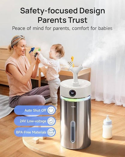 Feekaa Stainless Steel Humidifier Dishwasher Safe, 6L/1.6Gal Cool Mist Humidifiers for Bedroom, Easy to Clean Humidifier Large Room with Diffuser, Humidifiers for Baby Nursery Living Room Office Plant