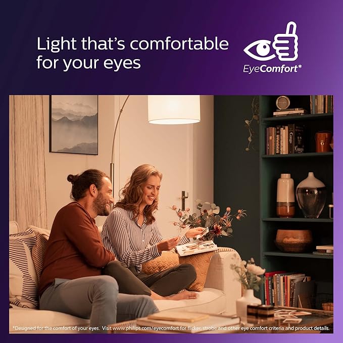 PHILIPS LED 60W A19 8-Pack Ultra Definition (2700K) 800 Lumen (8W = 60W) Dimmable Frosted Flicker-Free Light Bulbs