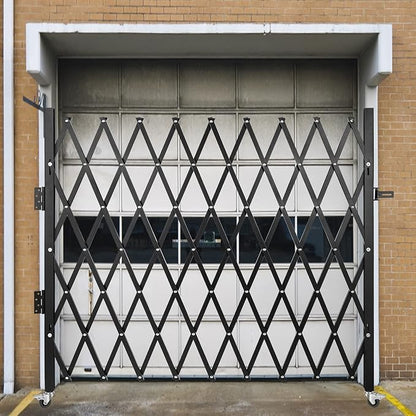 VEVOR Single Folding Security Gate, 7 ft H x 7 ft W Folding Door Gate, Steel Accordion Security Gate, Flexible Expanding Security Gate, 360° Rolling Barricade Gate, Scissor Gate/Door with Padlock
