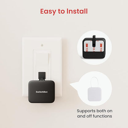 Switchbot Smart Switch Button Pusher (Bluetooth) – Fingerbot for Rocker Switch/One-Way Buttons, App Timer Control, No Wiring, Optional Hub Required for Voice/Remote, Black