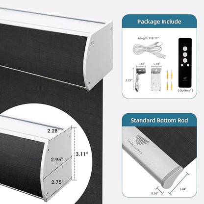 SmartWings Motorized Smart Roller Shades in Light Filtering, Electric Blinds with Remote for Windows Compatible with Alexa/Google Home/Homekit, Customized, 60% Blackout Twilight Shadow