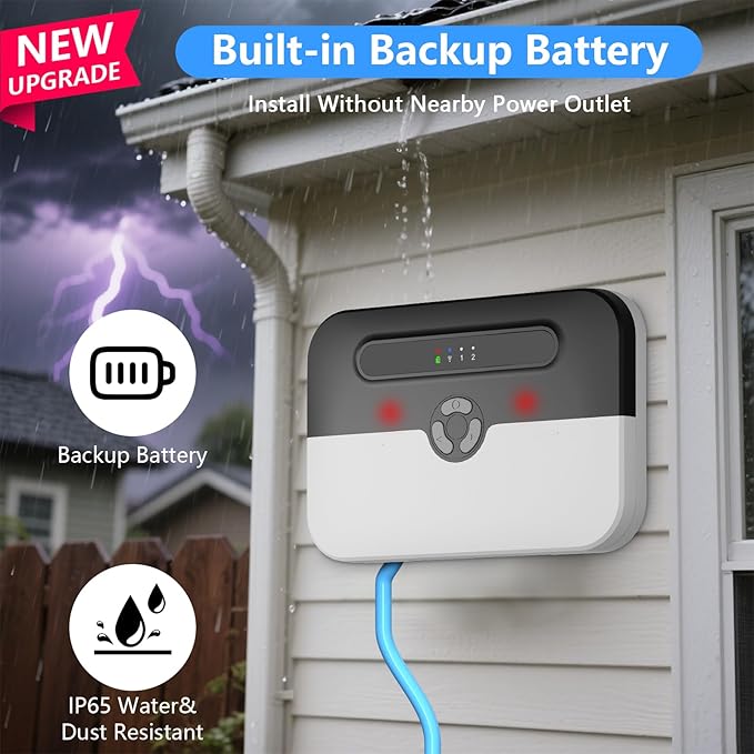 Sump Pump Alarm,Smart WiFi High/Low Water Level Alarm with Backup Battery, Free App Notifications, IP65Waterproof, 110dB Siren & Strobe Light, Ideal for Basement, Septic Tank, Water Tank, Sump Pit