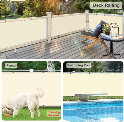 LOVE STORY Custom Size 3'x40' Butter Cream Balcony Privacy Screen,UV Block Privacy Fence Screen,90% Shield for Outdoor Pool Garden Apartment Railing