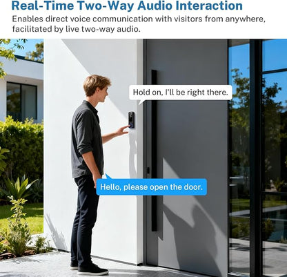 Hubposh Doorbell Camera Wireless with Indoor Receiver, Baby Monitor, Battery Powered, AI Human and Motion Detection, 2 Way Talk, 1080P Night Vision, Cloud Storage (Sold Separately)
