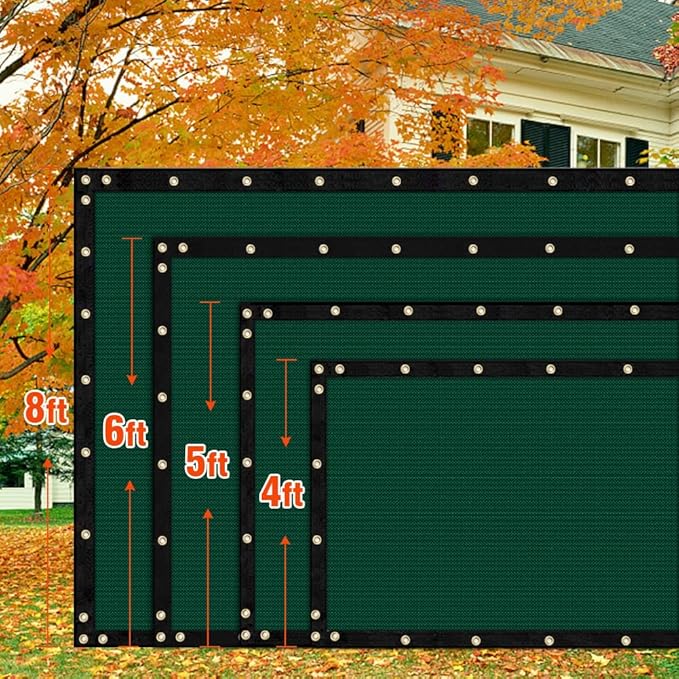 i COVER 4x12ft Privacy Screen Fence, Outdoor Fencing Panels, Garden Windscreen Mesh Shade Sail Net Barrier, Fence Privacy Screen Reinforced Bindings and Brass Grommets Cable Zip Ties, Green