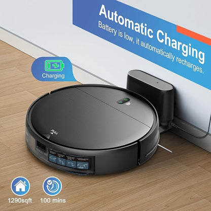 Robot Vacuum and Mop Combo, 2 in 1 Robotic Vacuum Cleaner with Schedule, App/Alexa/Voice Control, Slim 2.87", Self-Charging, Strong Suction & Long Runtime, Ideal for Hard Floor, Pet Hair, Carpet