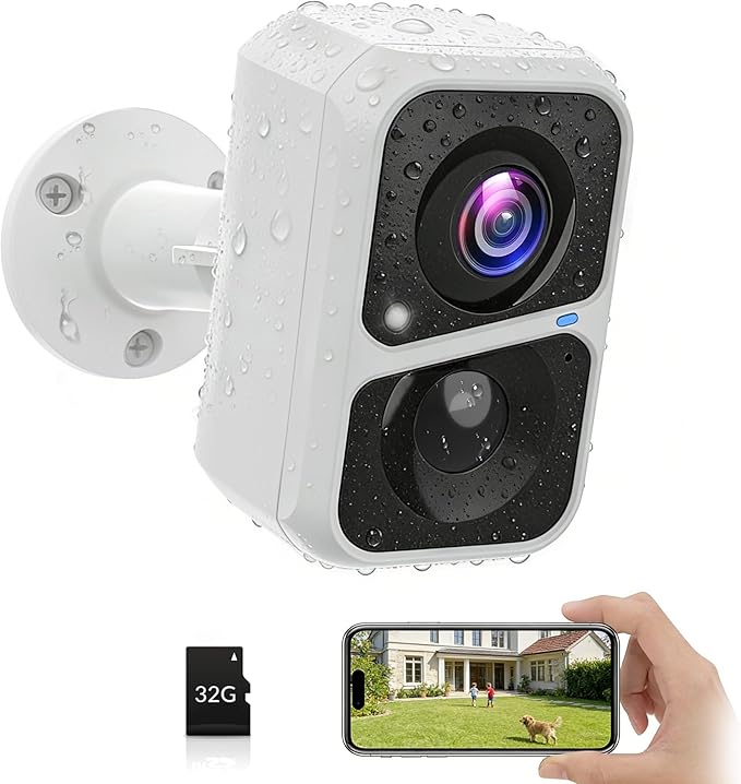 Vicohome 2K Battery-Powered WiFi Security Camera, Outdoor/Indoor with AI Motion Detection, Full Color Night Vision, 2-Way Audio, Spotlight & Siren, SD/Cloud Storage(32G Card Included)