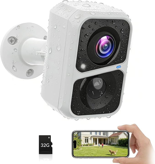 Vicohome 2K Battery-Powered WiFi Security Camera, Outdoor/Indoor with AI Motion Detection, Full Color Night Vision, 2-Way Audio, Spotlight & Siren, SD/Cloud Storage(32G Card Included)