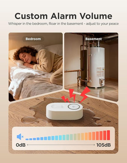 GoveeLife Upgraded Smart Water Leak Detector 1s with 1804 ft Ultra-Long Range, WiFi Water Sensor with SMS/Email/APP Push and Sound Alarm, 5-Year Battery Life, Suit for Home, Basement, Kitchen, 2 Pack