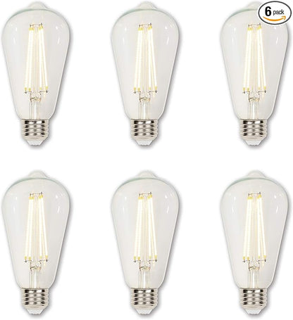 Westinghouse 4518320 6.5 Watt (60 Watt Equivalent) ST20 Dimmable Clear Filament LED Light Bulb, Medium Base, 6-Pack