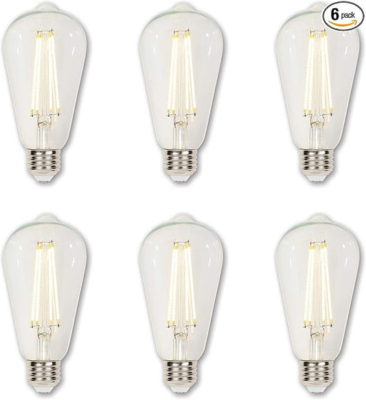 Westinghouse 4518320 6.5 Watt (60 Watt Equivalent) ST20 Dimmable Clear Filament LED Light Bulb, Medium Base, 6-Pack