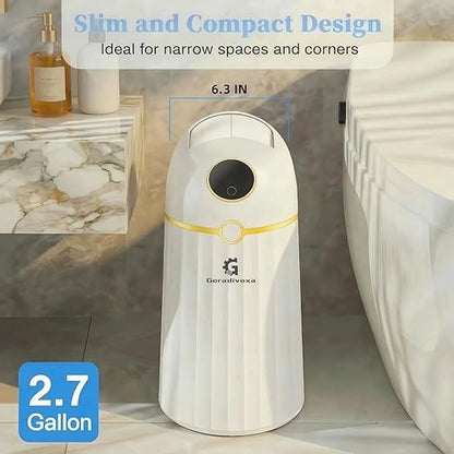 Self-Sealing & Self-Changing Trash Can, 2.7 Gallon Automatic Touchless Smart Bathroom Trash Can with Lid, Slim Waterproof Waste Bin for Bathroom, Bedroom and Offic