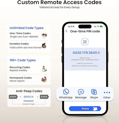 Veise VE028 Built-in Wi-Fi Smart Lock with Knob, Fingerprint Keyless Entry with Handle, App Remote & Voice Control, Electronic Digital Keypad for Front Door and Bedroom, IP65 Waterproof, Matte Black