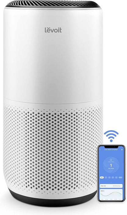 LEVOIT Air Purifiers, 1005 sq.ft, White & Air Purifiers for Bedroom Home, HEPA Freshener Filter Small Room Cleaner with Fragrance Sponge, White