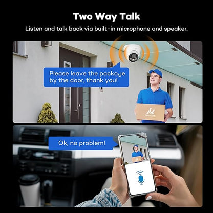 ONWOTE 12MP PoE IP Security Camera Outdoor, 2 Way Talk, Smart Color Night Vision, 4000x3000 12 Megapixels 30fps, 123° FoV, AI Detection, Commercial Wired Camera for Business, Add-on to PoE NVR System