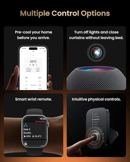SwitchBot Hub 3 (3rd Gen) Smart Home Command Center: Screen + Physical Dial, IR Remote Hub for TVs/ACS, Temp/Humidity Sensor (±0.2°C), Matter Bridge, Bluetooth 200m, Works on 2.4GHz WiFi