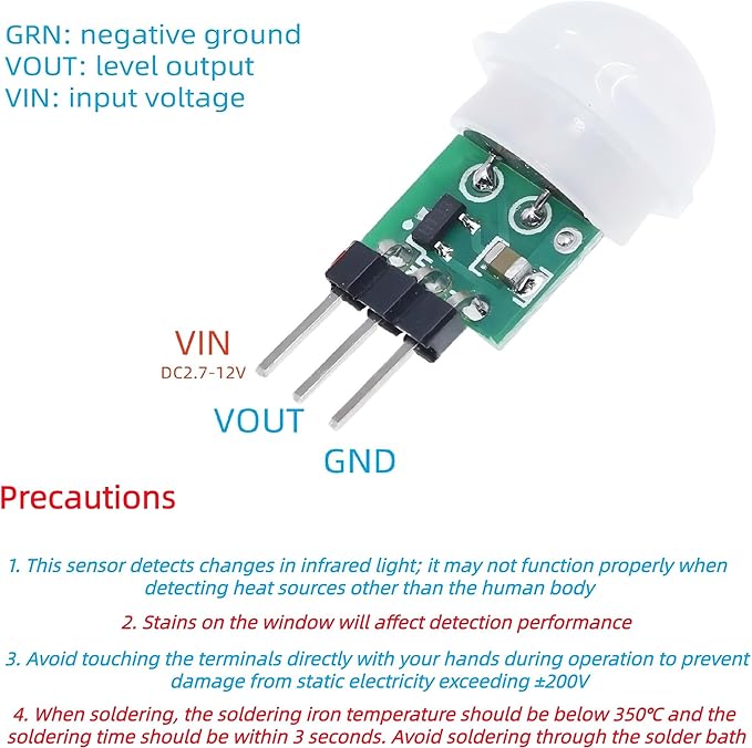 10Pcs Pir Sensor Am312 2.7V to 12v Mini Motion Sensor Pyroelectric Human Infrared Sensor Module