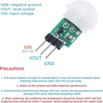 10Pcs Pir Sensor Am312 2.7V to 12v Mini Motion Sensor Pyroelectric Human Infrared Sensor Module