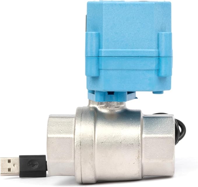 U.S. Solid WiFi Smart Motorized Ball Valve 1 Inch NPT 2-Way 304 Stainless Steel Electric Actuated Valve USB Powered NSF Certified for Water Irrigation