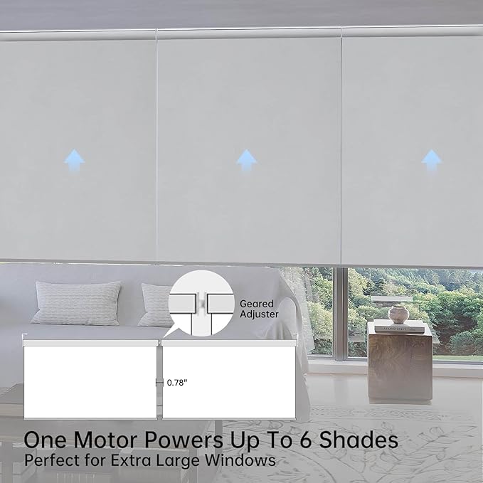 Motorized Coupled Shades, Blackout Smart Blinds for Large Windows Automatic Blinds Compatible with Alexa, Motorized Roller Shades Customized for Bedroom Home Office(Blackout-Fabric Light Grey)