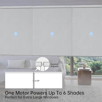 Motorized Coupled Shades, Blackout Smart Blinds for Large Windows Automatic Blinds Compatible with Alexa, Motorized Roller Shades Customized for Bedroom Home Office(Blackout-Fabric Light Grey)
