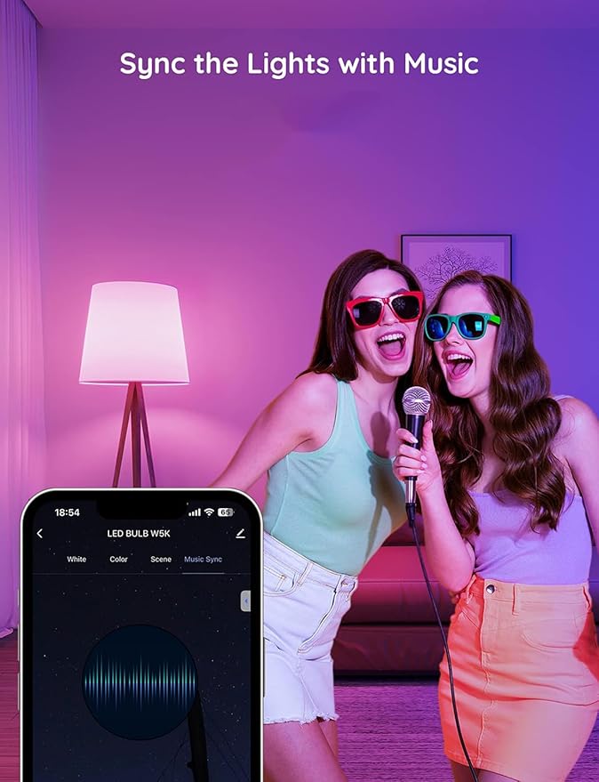 2 Pack LED Light Bulb E12 WiFi Smart Bulbs RGBCW 16 Million Color Changing App Voice Control Woks with Tuya/Smart Life Compatible with Alexa Google Home