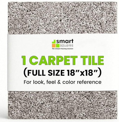 Smart Squares Easy Street Premium Plush Carpet Tiles, Made in USA – 18x18 Peel and Stick Floor Tiles with Attached Padding – Seamless DIY Carpet Squares (2.5 Sq Ft, 1 Tile, 1970 Millstone)